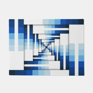Geometrische lagen van blauw deurmat