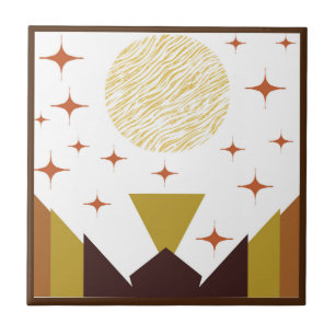 Geometrische landschapsgrens midden van de eeuw tegeltje