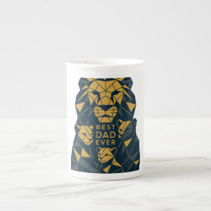 Geometrische Leeuw Papa met Cubs Beste Papa Porselein Kop