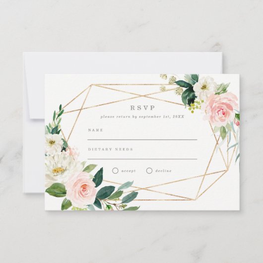 Geometrische Lente Romantisch Trouw RSVP Kaart (Voorkant)