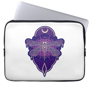 Geometrische libel Mandala Life Flower Symbool Laptop Sleeve