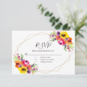Geometrische lichte elegante Waterverf bloemenbrui RSVP Kaartje (Staand voorkant)