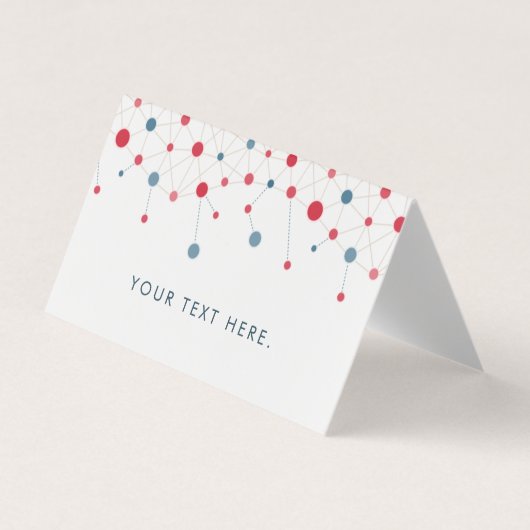 Geometrische lijnen en stippen in rood en blauw visitekaartjes (Voorkant)