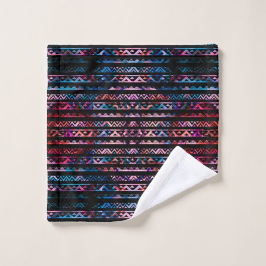 Geometrische lijnen Tribaal goud op abstracte verf Bad Handdoek (Wasdoekje)