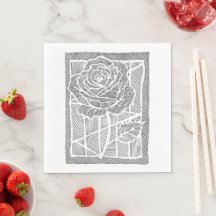 Geometrische Lijnkunst Roos Bloem Botanisch Papier