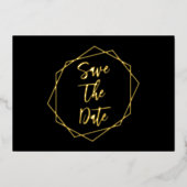 Geometrische Lijst bruiloft bewaart de datum Folie Uitnodiging (Voorkant)