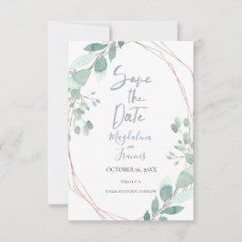 geometrische lijst delicate groen save the date kaart