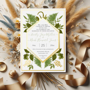 Geometrische lijst Lucky In Love & Gouden Bruiloft Folie Uitnodiging