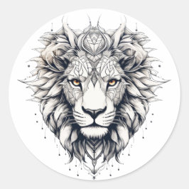 Geometrische Lion Head Illustratie Sticker