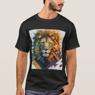 "Geometrische Lion Majesty T-Shirt Design"