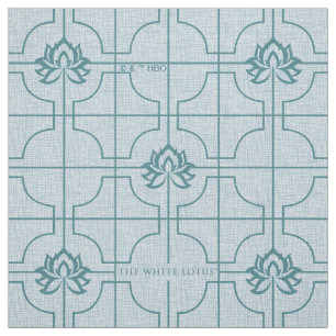 Geometrische Lotus Grid patroon - De witte Lotus Stof
