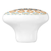 Geometrische mandala in Sinaasappel, grijs en blau Keramische Knop (Zijkant)