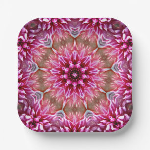 Geometrische mandala roze bloem patroon-67545 papieren bordje