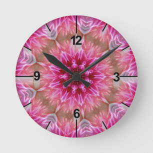 Geometrische mandala roze bloem patroon-67545 ronde klok