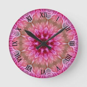 Geometrische mandala roze bloem patroon-67545 ronde klok