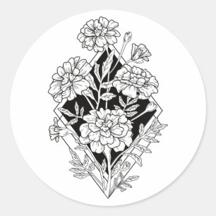 Geometrische Marigold Flowers Ronde Sticker