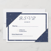 Geometrische marine blauw wit goud glitter RSVP Kaart (Voorkant)