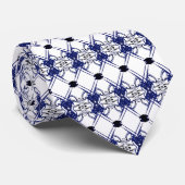 Geometrische marine Blue White Gavel Stropdas (Opgerold)