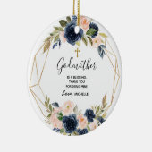 Geometrische marine Blush Floral Godmoeder keepomw Keramisch Ornament (Rechts)