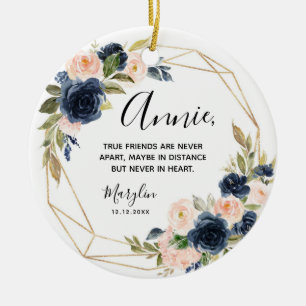 Geometrische marine Blush Floral True Friends Keramisch Ornament