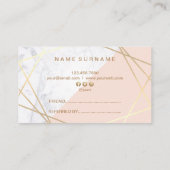 Geometrische marmer Gold Light Pink Referral Visitekaartje (Achterkant)