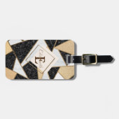 Geometrische Marmer Textuur, Frame Monogram Bagagelabel (Voorkant horizontaal)
