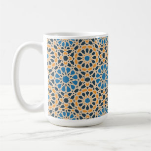 Geometrische Marokkaanse tegel & oranje patroon Koffiemok