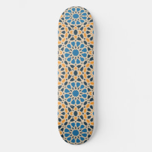 Geometrische Marokkaanse tegel & oranje patroon Skateboard