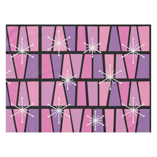 Geometrische MCM Abstract Roze Paarse Tafelkleed (Voorkant (Horizontaal))