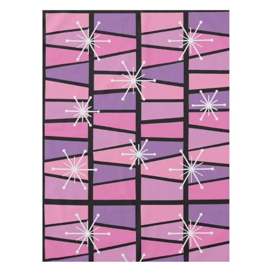 Geometrische MCM Abstract Roze Paarse Tafelkleed (Voorkant)