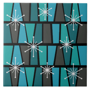Geometrische MCM Abstracte Turquoise Blauwgroen Tegeltje