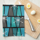 Geometrische MCM Abstracte Turquoise Blauwgroen Theedoek (Quarter Fold)