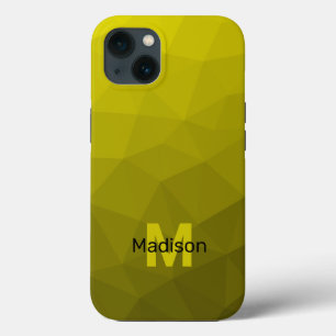 Geometrische meshpatroon met donkere gele ombre Mo iPhone 13 Hoesje