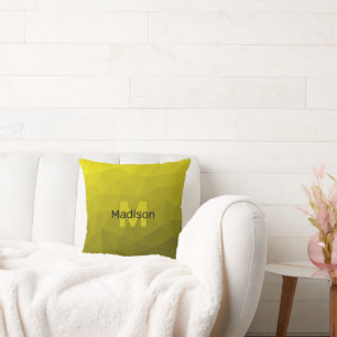 Geometrische meshpatroon Monogram met donkere gele Kussen