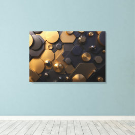 Geometrische Metallic Abstracte Wall Art - Goud en Canvas Afdruk