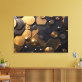 Geometrische Metallic Abstracte Wall Art - Goud en Canvas Afdruk (Insitu (Woonkamer))