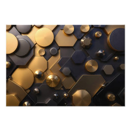 Geometrische Metallic Abstracte Wall Art - Goud en Foto Afdruk