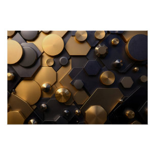 Geometrische Metallic Abstracte Wall Art - Goud en Perfect Poster