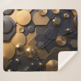 Geometrische Metallic Abstracte Wall Art - Goud en Sherpa Deken