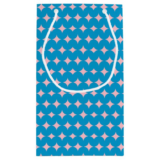 Geometrische middeleeuwse patronen in blauw en roz klein cadeauzakje (Achterkant)