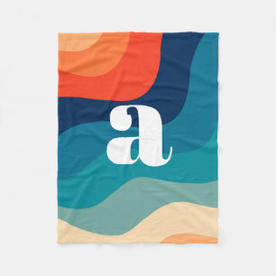 Geometrische middeleeuwse retro Waves regenboogren Fleece Deken