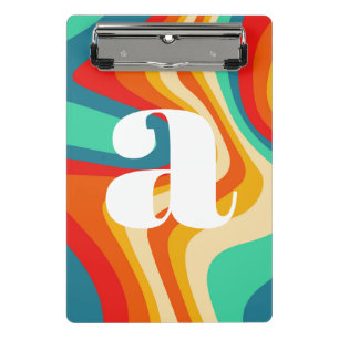 Geometrische middeleeuwse retro Waves regenboogren Mini Klembord