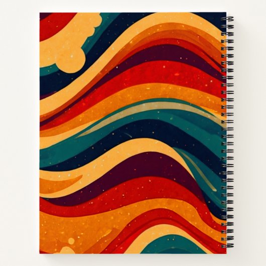 Geometrische midden eeuw retro golven regenboog mo notitieboek (Achterkant)