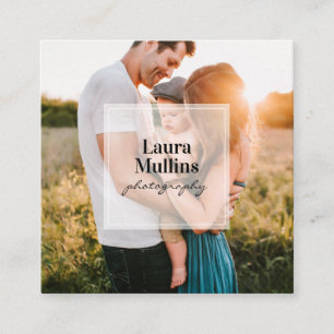 Geometrische minimale witte vierkant moderne fotog vierkante visitekaartje