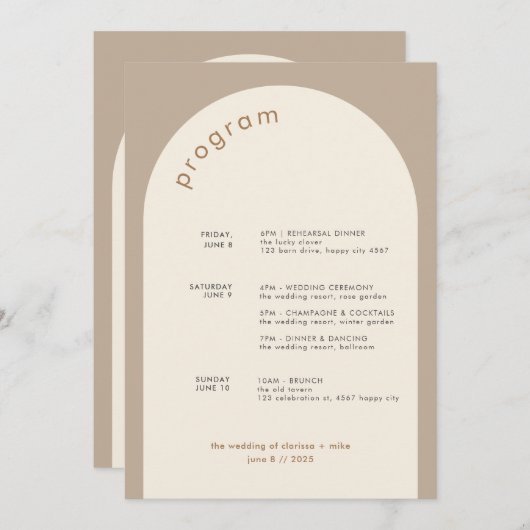 Geometrische minimale zand-boog-wedloop tijdlijn programma (Voorkant / Achterkant)