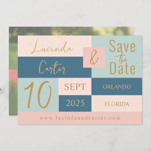 Geometrische minimalist De datumkaart opslaan Kaart (Voorkant / Achterkant)