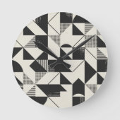 Geometrische minimalistische wandklok – zwart-wit ronde klok (Voorkant)