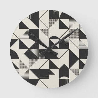 Geometrische minimalistische wandklok – zwart-wit ronde klok