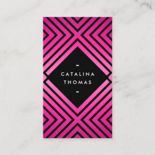 Geometrische Mod Bold Zwart en Neon Roze Patroon Visitekaartje