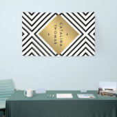 Geometrische Mod Vet Zwart-wit Patroon Spandoek (Beurs)